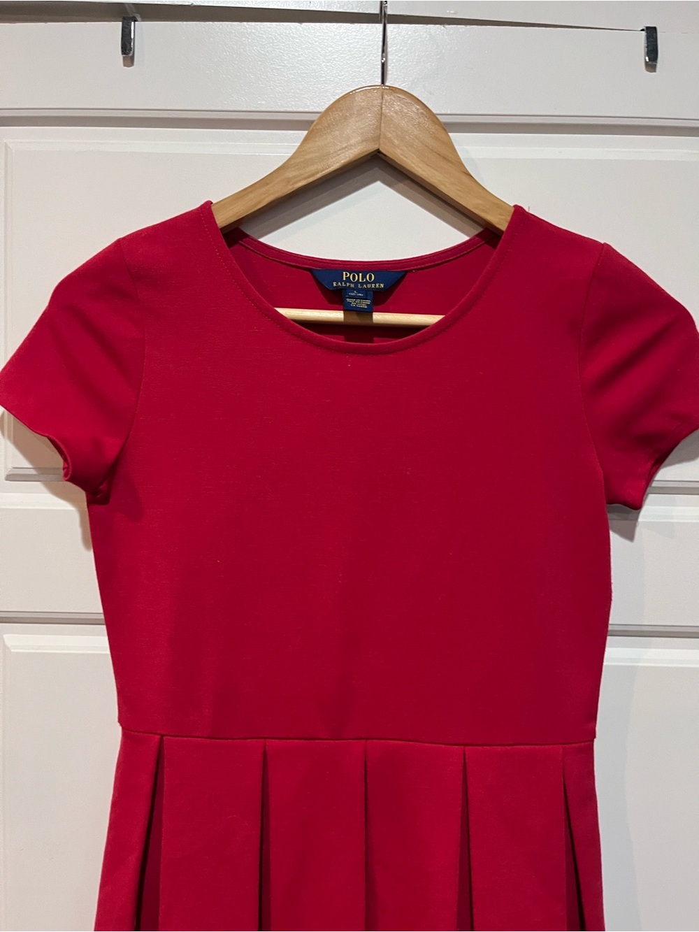 Polo Ralph Lauren Girls L 12-14 Red Pleated Fit & Flare Dress - Picture 4 of 8